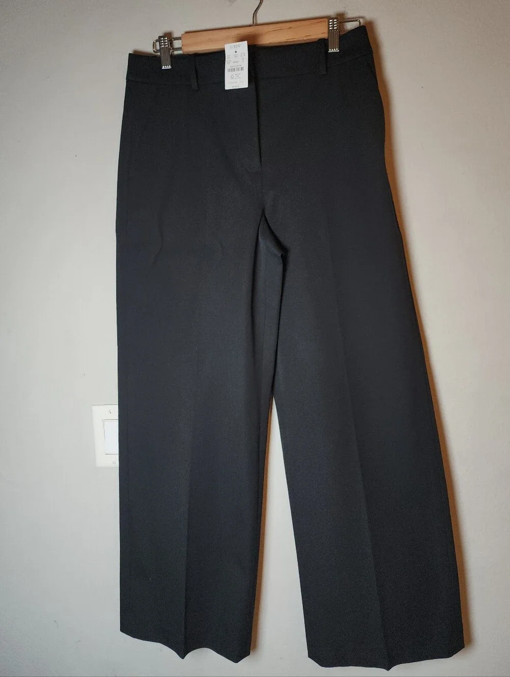 NWT J. Crew Remy Black Pants Full Length Wide Leg Highrise Cotton Blend Size 8